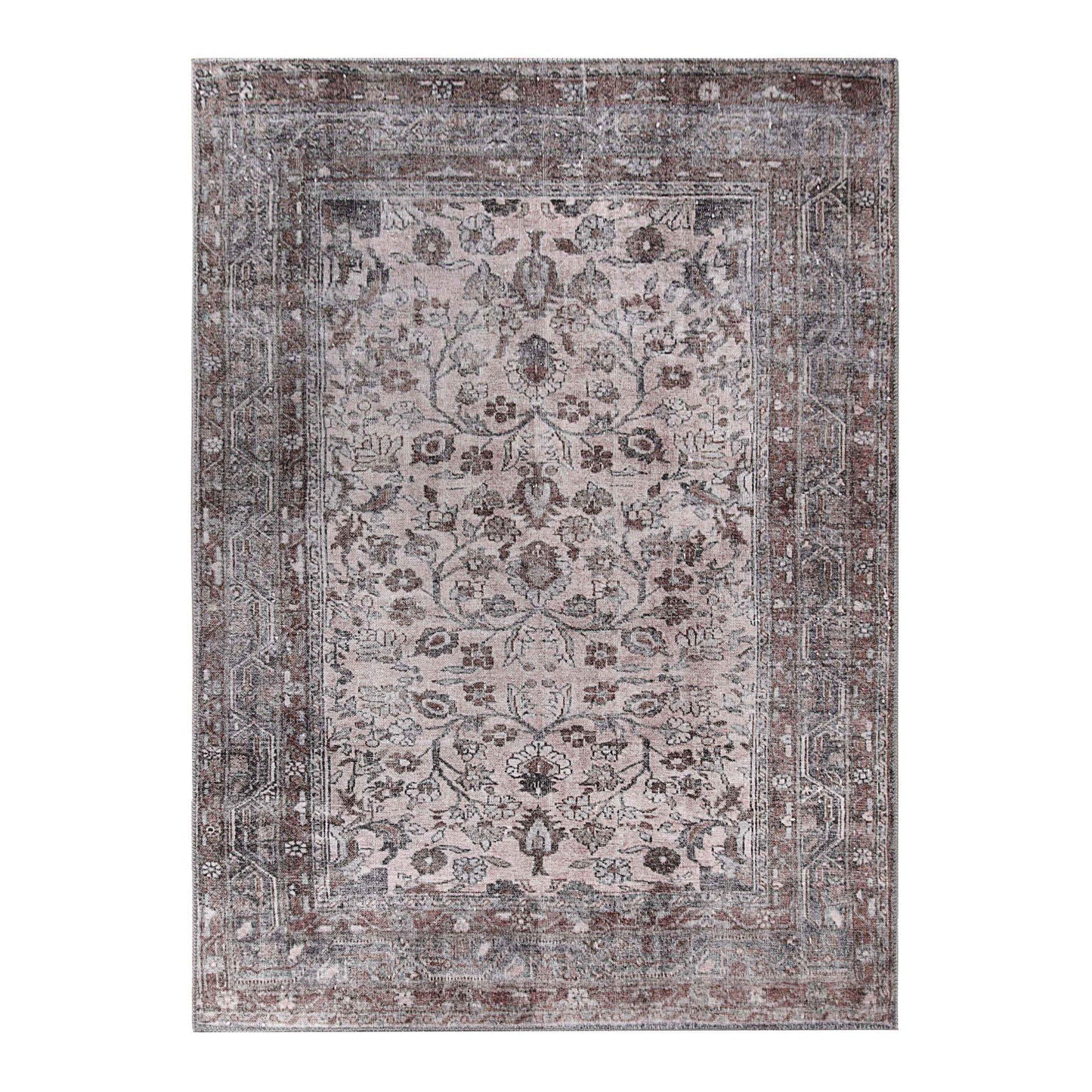 Distressed Floral Medallion Indoor Area Rug