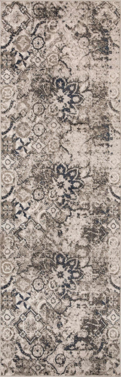 Distressed Floral Medallion Indoor Rug or Runner Rug