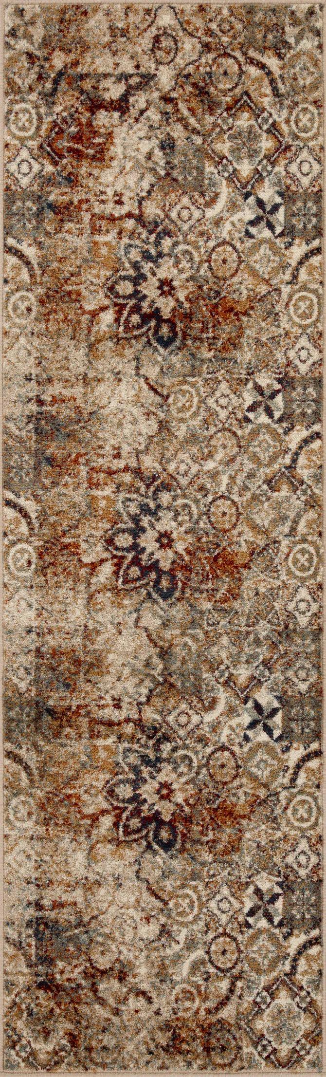 Distressed Floral Medallion Indoor Rug or Runner Rug