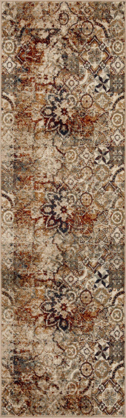 Distressed Floral Medallion Indoor Rug or Runner Rug