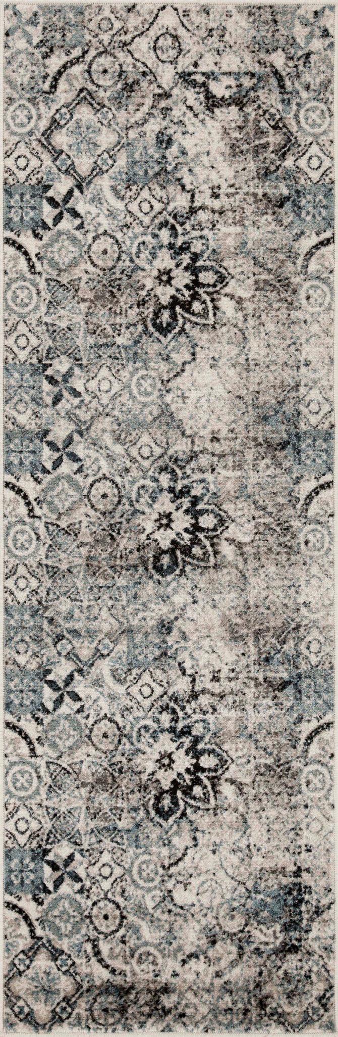 Distressed Floral Medallion Indoor Rug or Runner Rug
