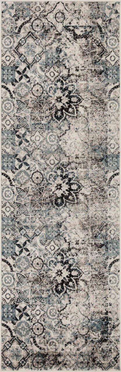 Distressed Floral Medallion Indoor Rug or Runner Rug
