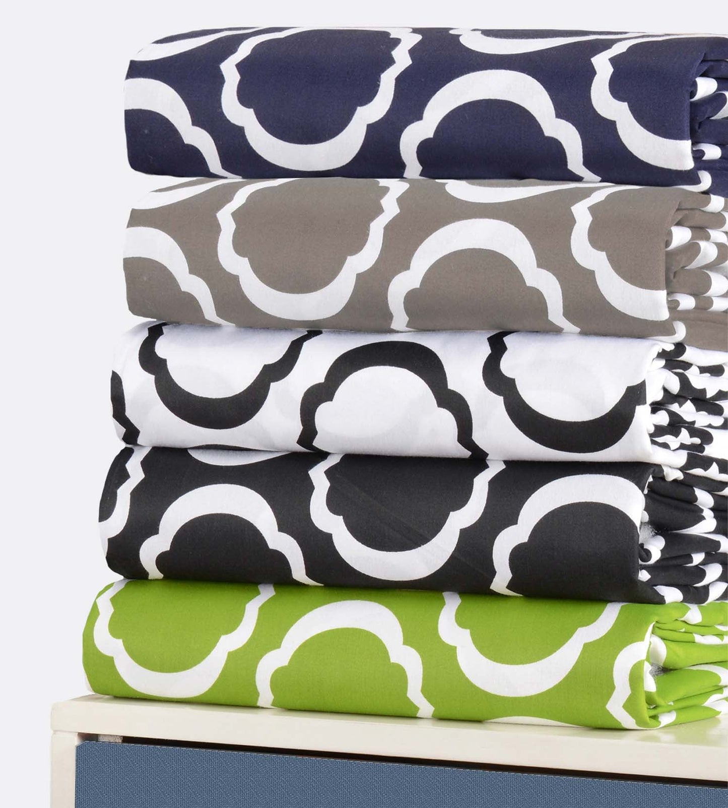 Superior Scroll Park Decorative Cotton-Blend Sheet Set - Navy Blue