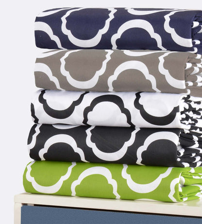 Superior Scroll Park Decorative Cotton-Blend Sheet Set - Navy Blue