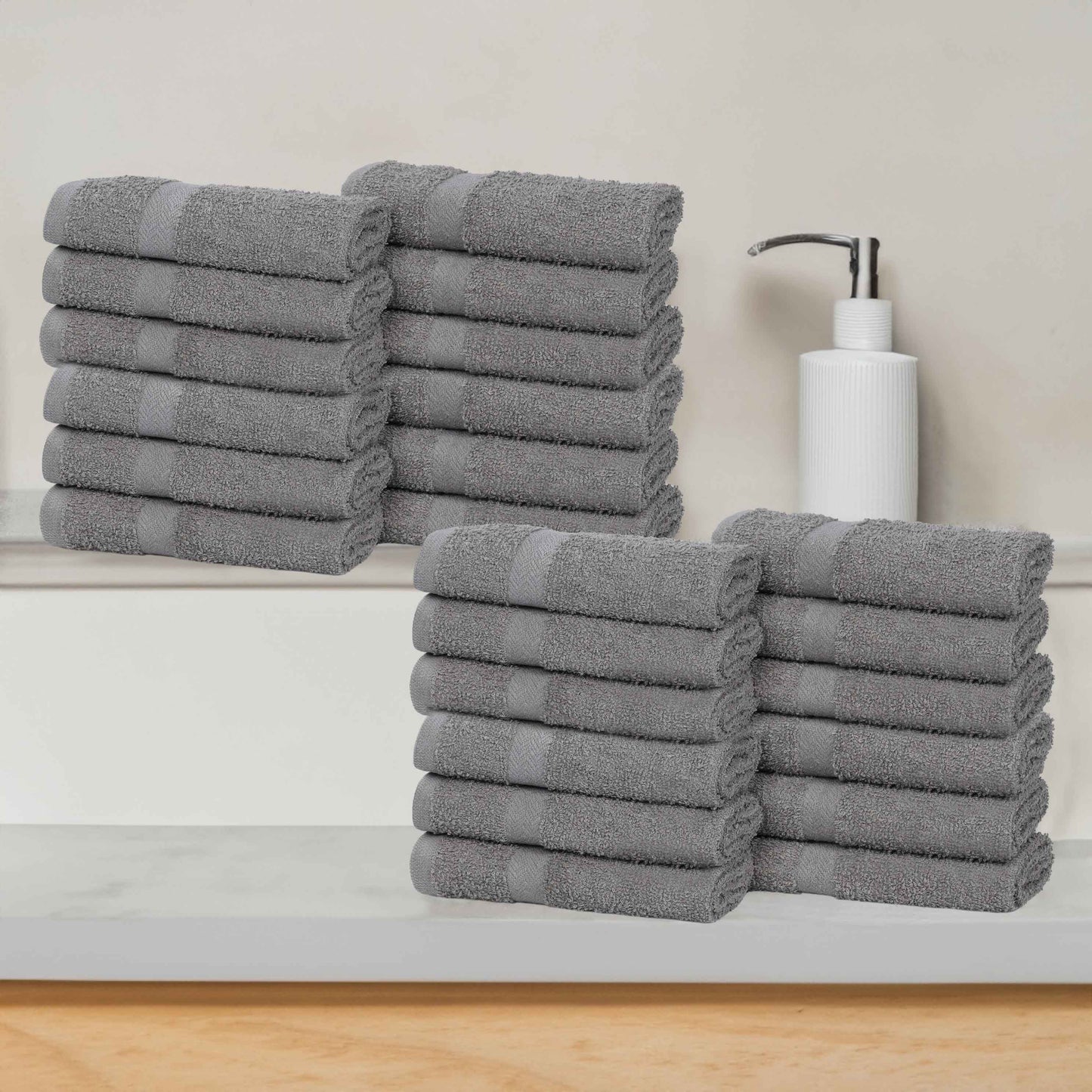 Eco-Friendly Cotton Absorbent 24-Piece Washcloth / Face Towel Set