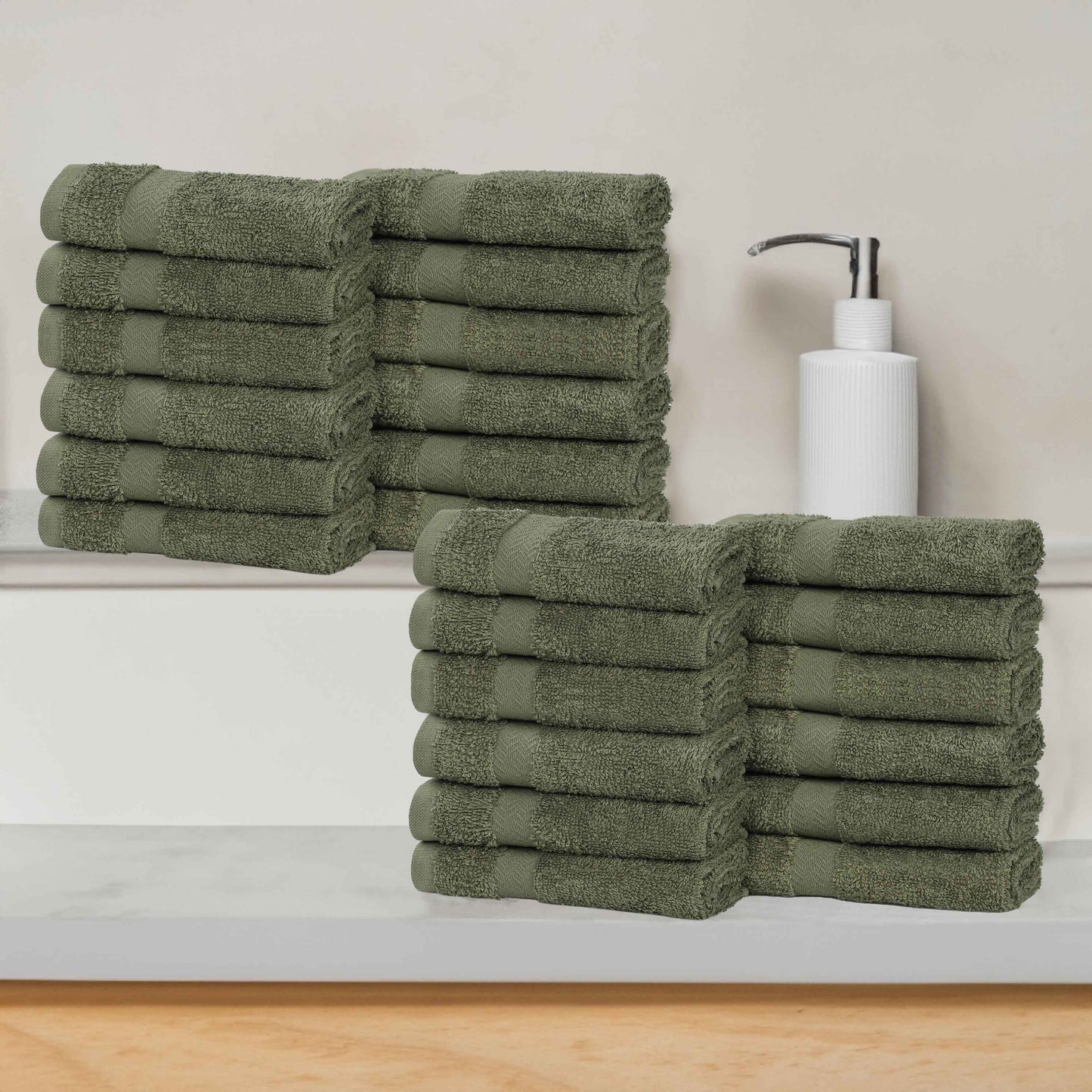Eco-Friendly Cotton Absorbent 24-Piece Washcloth / Face Towel Set