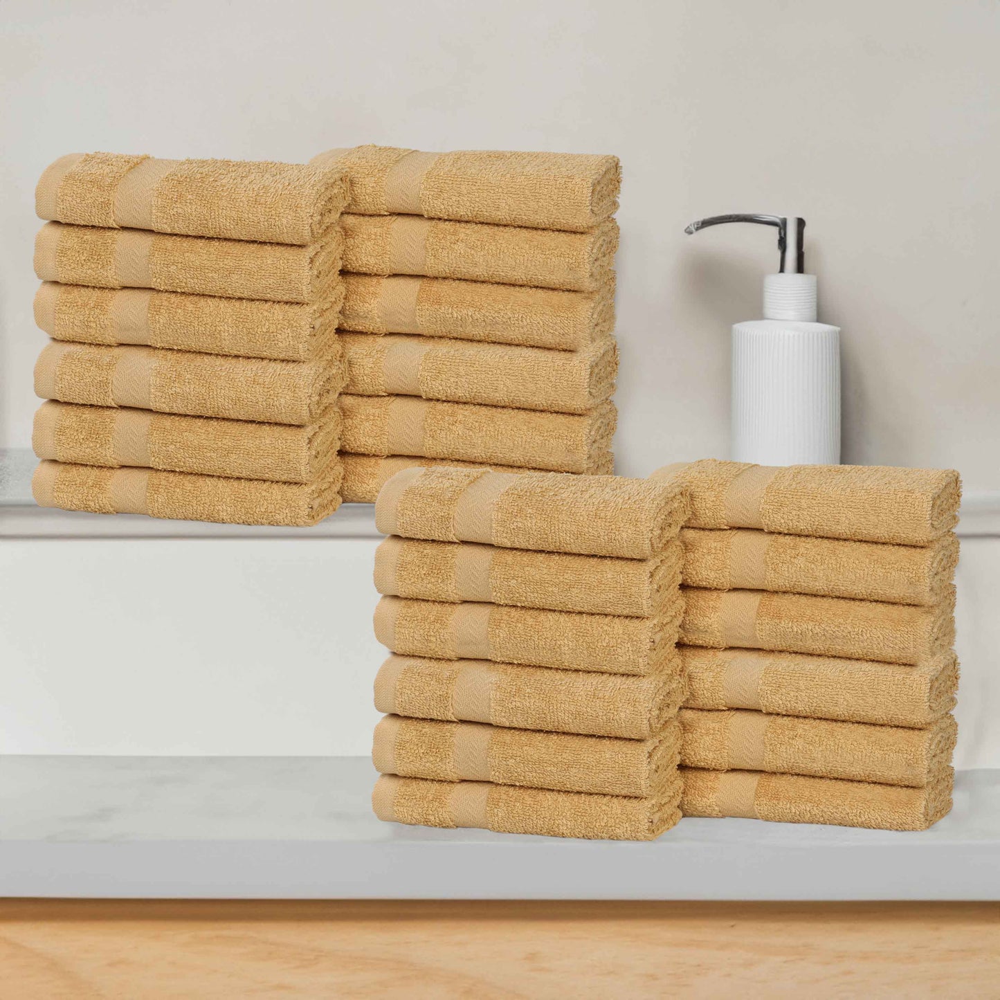 Eco-Friendly Cotton Absorbent 24-Piece Washcloth / Face Towel Set