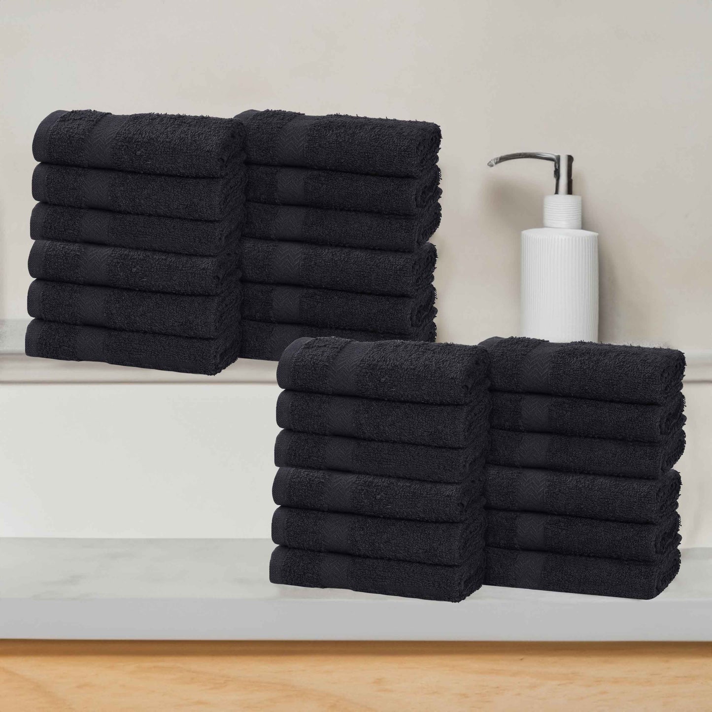 Eco-Friendly Cotton Absorbent 24-Piece Washcloth / Face Towel Set