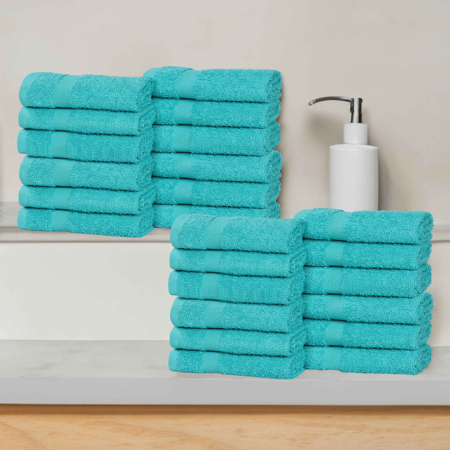 Eco-Friendly Cotton Absorbent 24-Piece Washcloth / Face Towel Set