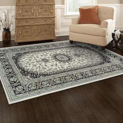  Superior Edinberg Oriental Floral Medallion Area Rug - Ivory/green