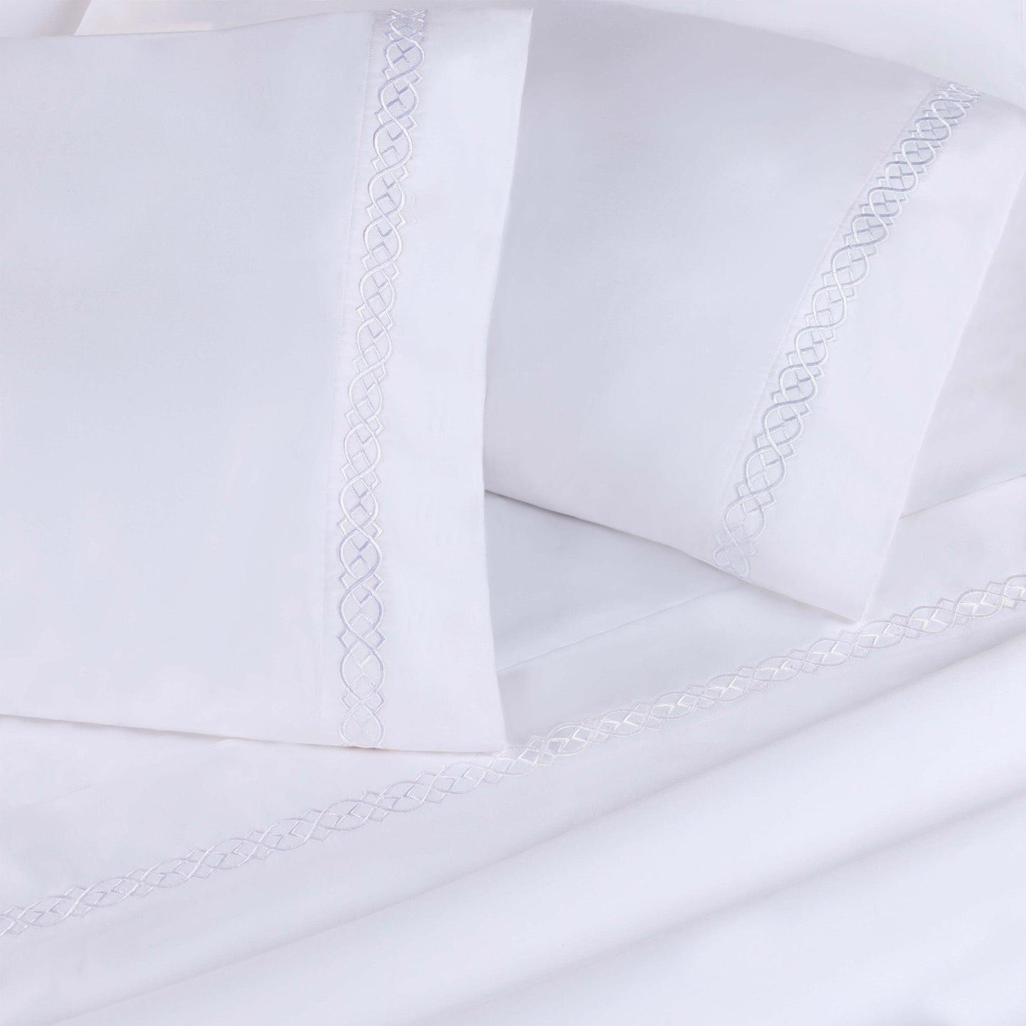 Egyptian Cotton 1000 Thread Count Embroidered Pillowcase Set