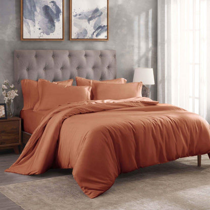 Egyptian Cotton 300 Thread Count Solid Luxury Duvet Cover Set