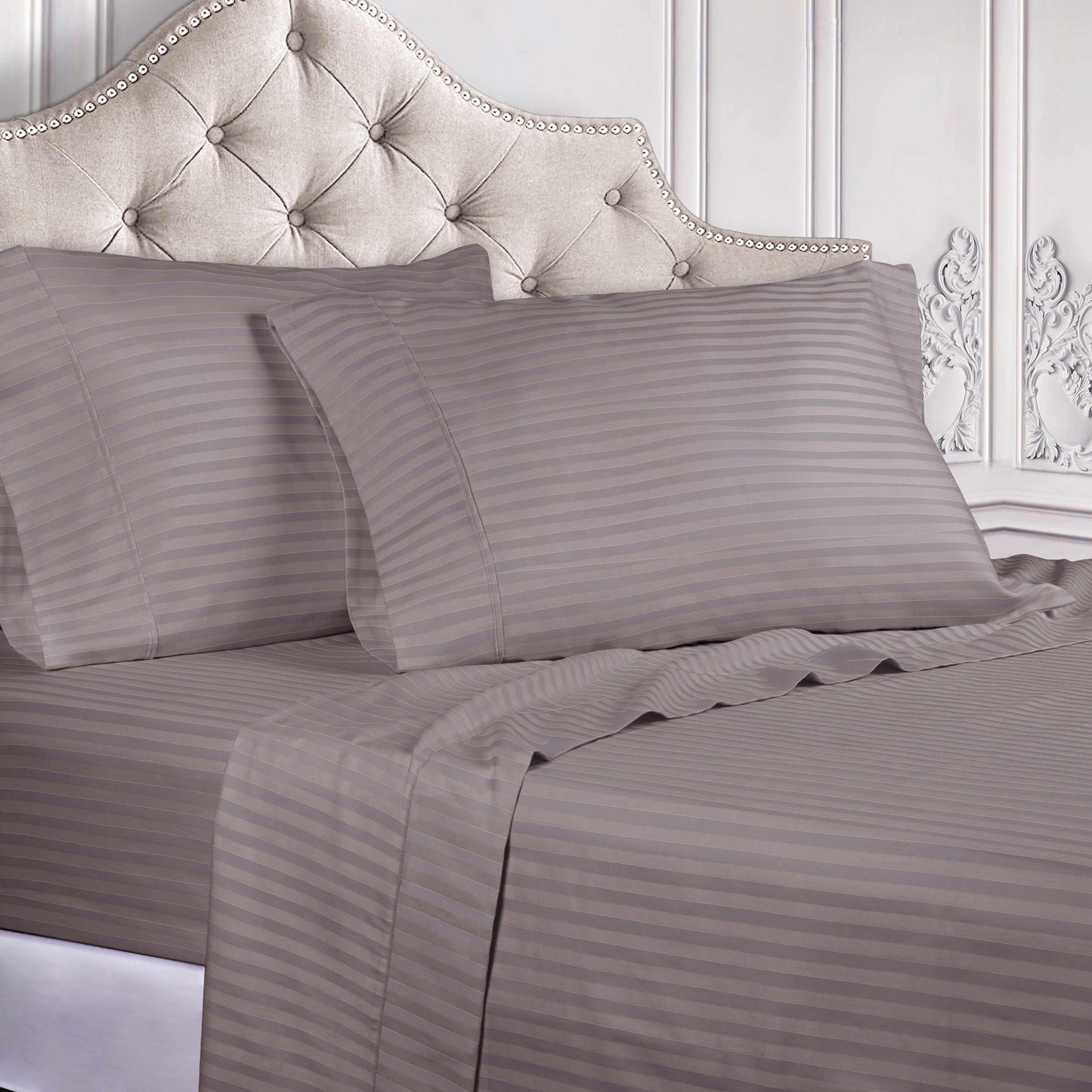 300 Thread Count Egyptian Cotton Striped Deep Pocket Sheet Set