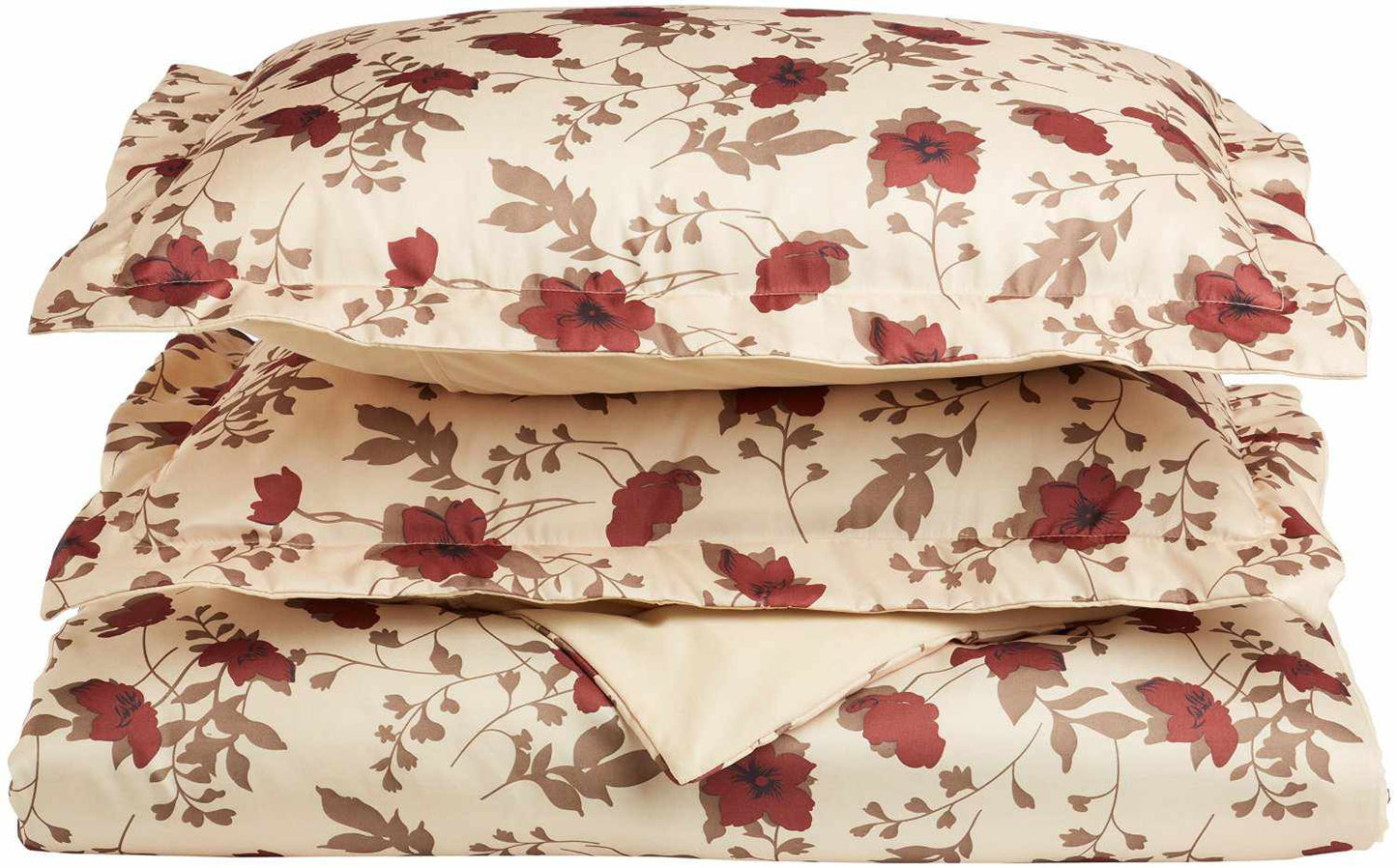  Superior Elm Leaves Reversible Wrinkle Resistant Microfiber Duvet Cover Set - Taupe