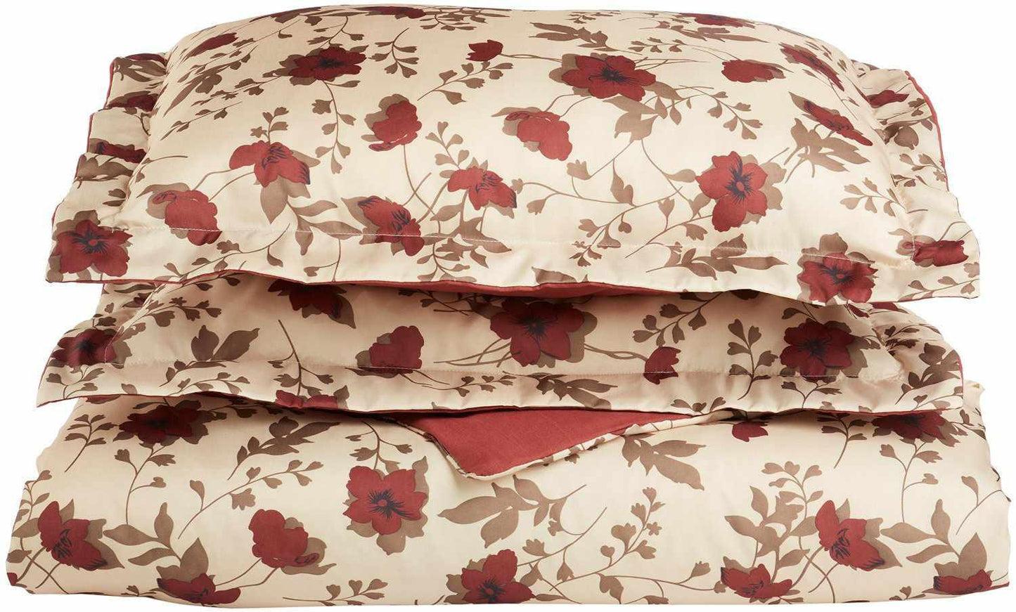  Superior Elm Leaves Reversible Wrinkle Resistant Microfiber Duvet Cover Set - Taupe