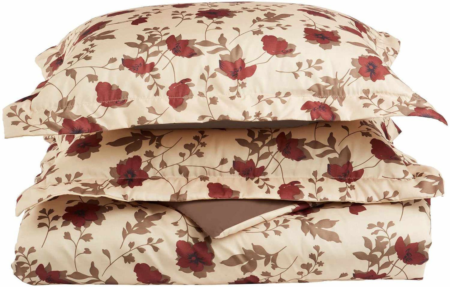  Superior Elm Leaves Reversible Wrinkle Resistant Microfiber Duvet Cover Set - Taupe