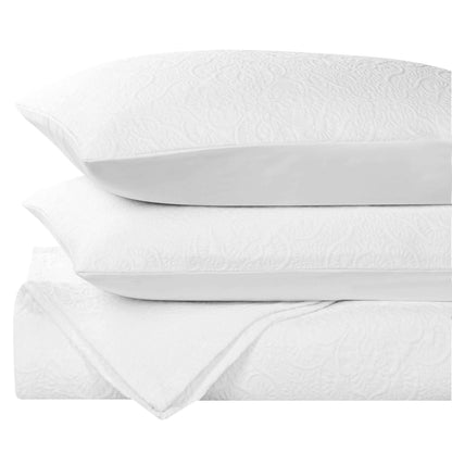 Enzy Medium Weight Floral Matelasse 3 Piece Bedspread Pillow Sham Set