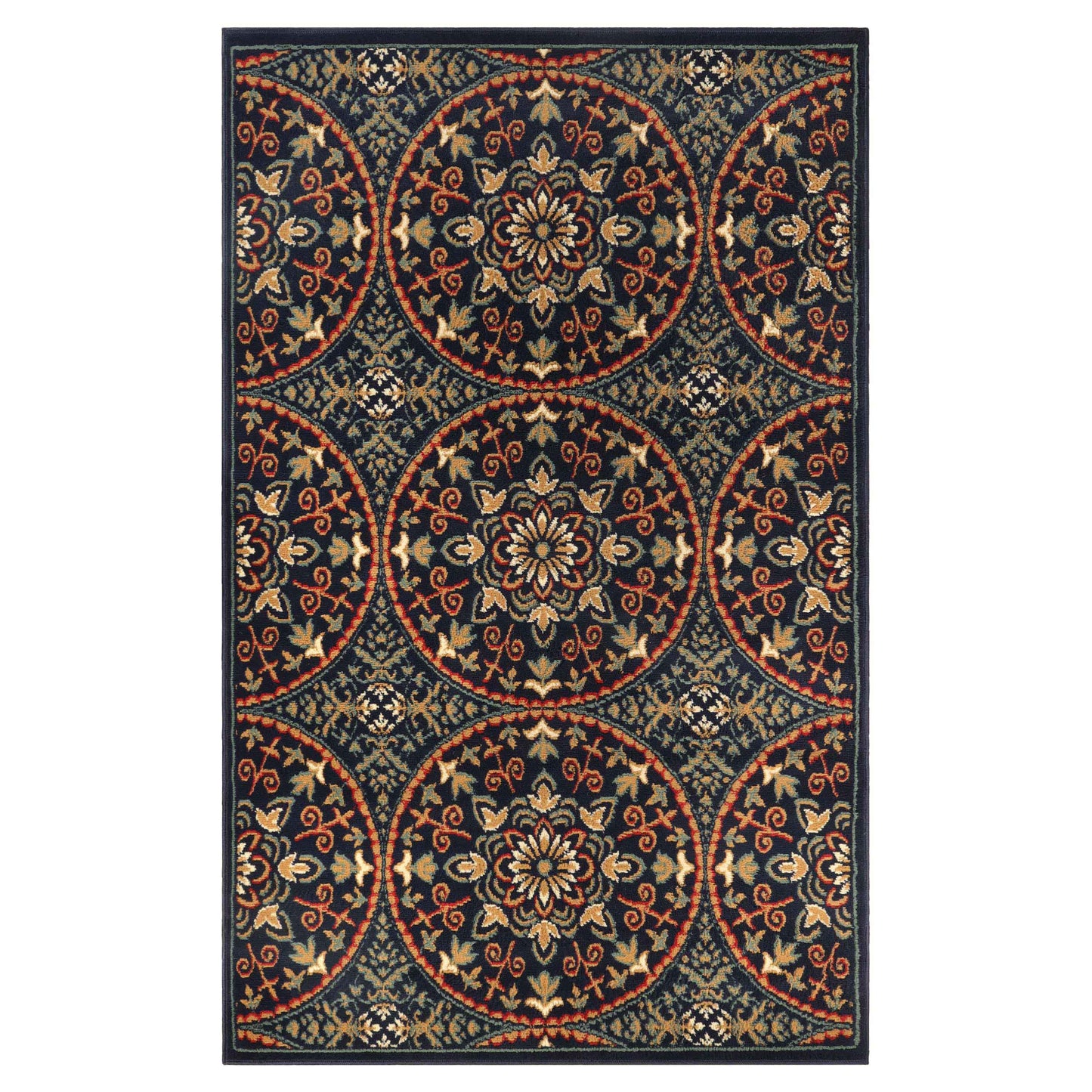 Fancy Medallion Floral Traditional Indoor Area Rug