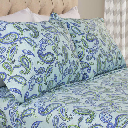 Luxury Flannel Vintage Paisley Pillowcase Set - Light Blue