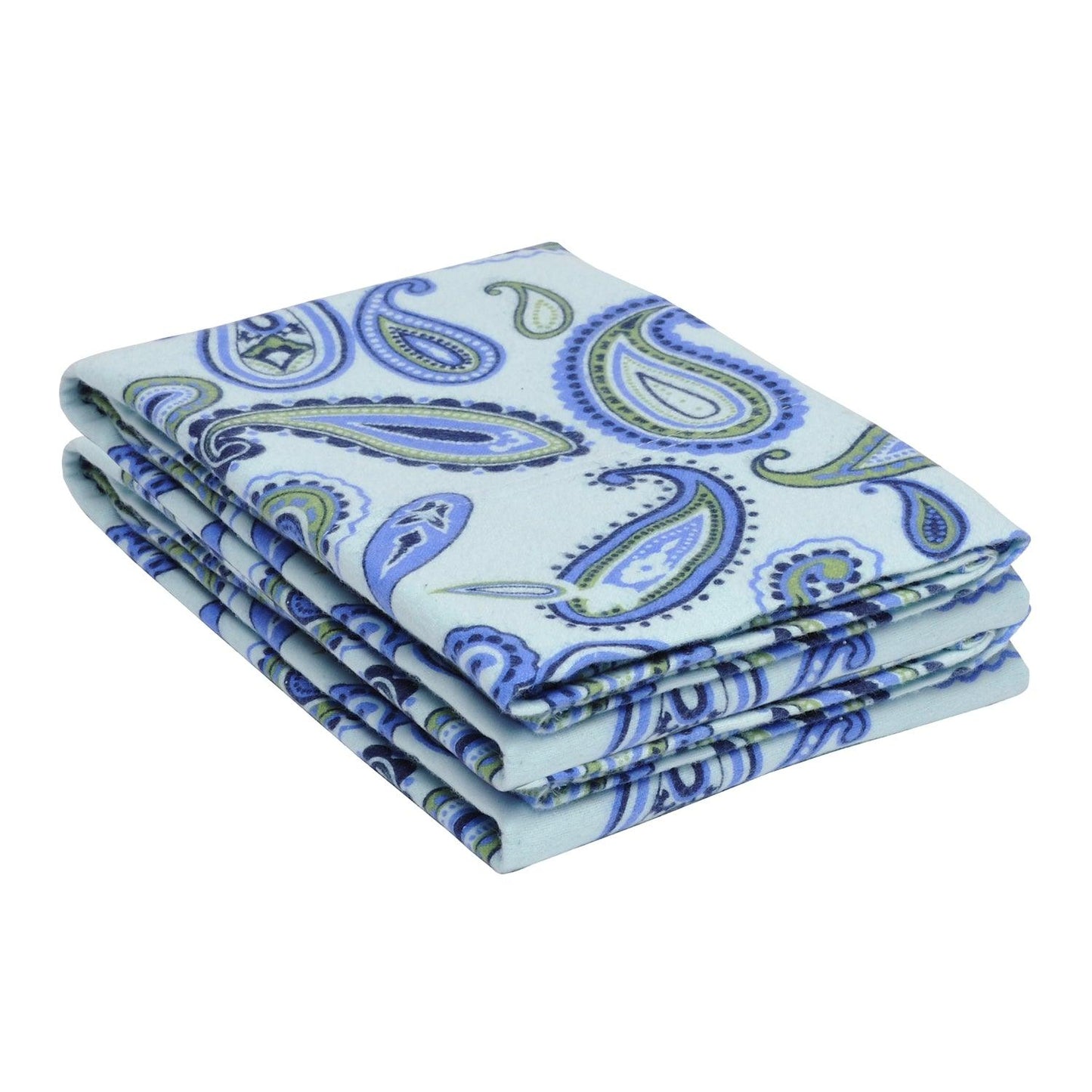 Luxury Flannel Vintage Paisley Pillowcase Set - Light Blue