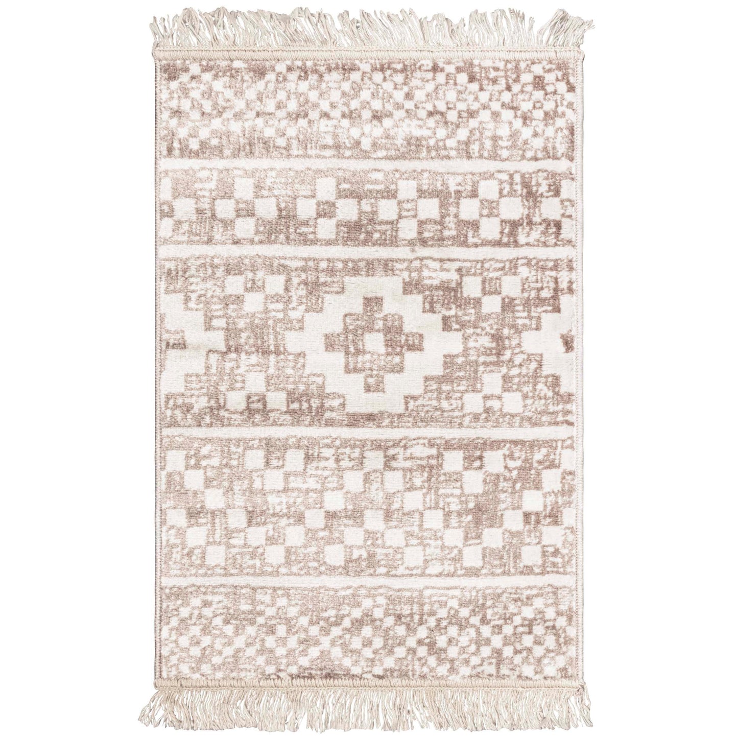 Genaine Contemporary Geometric Fringe Indoor Area Rug or Runner Rug
