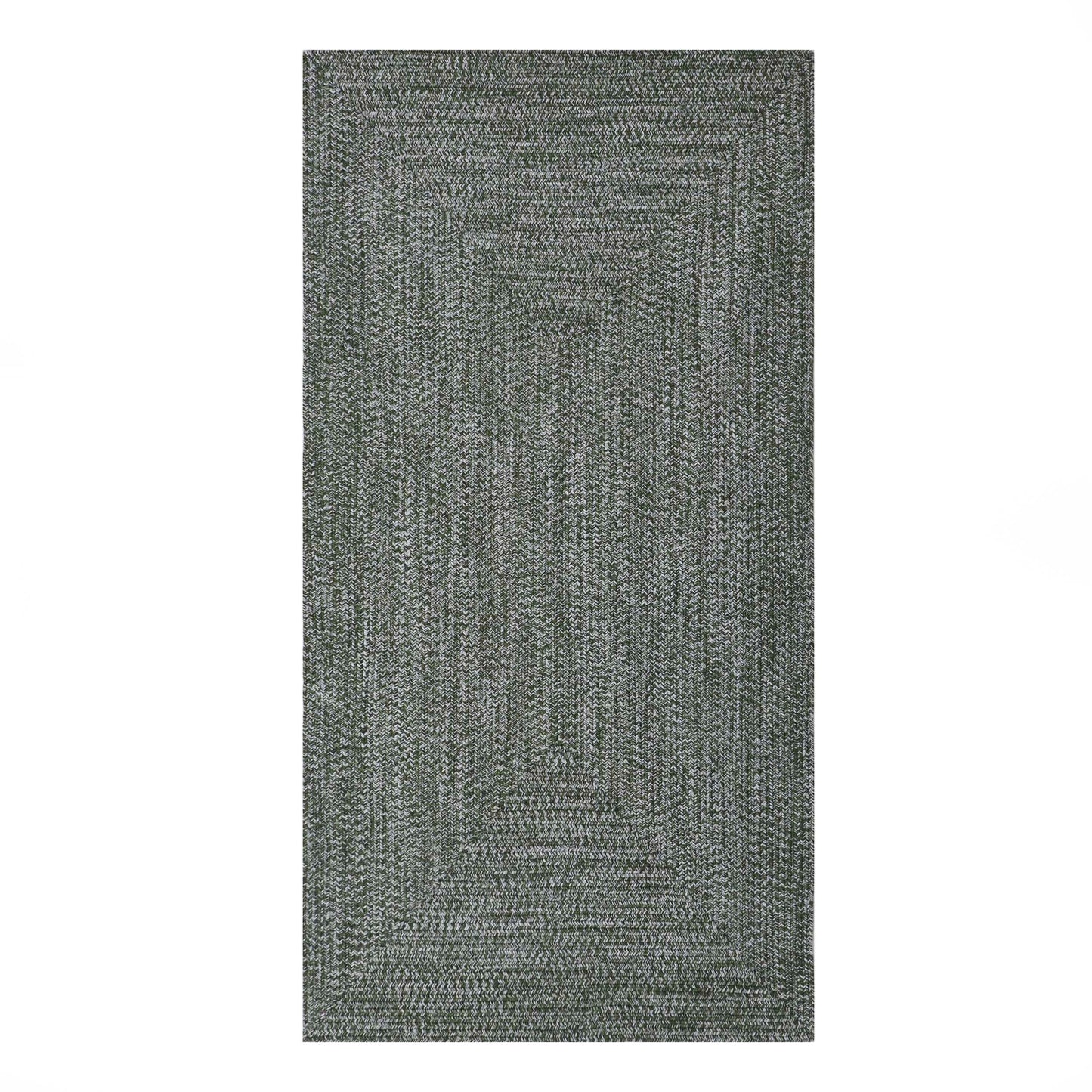 Multi Toned Braided Area Rug Bohemian Indoor Outdoor Rugs - Green-White