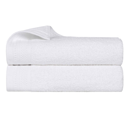 Honeycomb Textured Waffle Border Cotton Bath Sheets, Set of 2