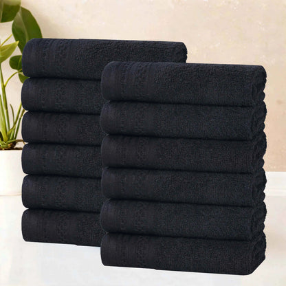 Honeycomb Textured Waffle Border Cotton Face Towels, Set of 6