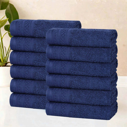 Honeycomb Textured Waffle Border Cotton Face Towels, Set of 6