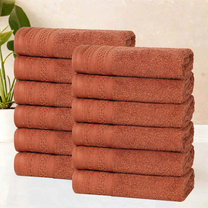 Honeycomb Textured Waffle Border Cotton Face Towels, Set of 6