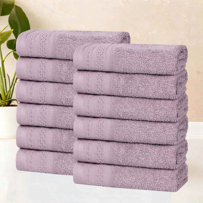 Honeycomb Textured Waffle Border Cotton Face Towels, Set of 6