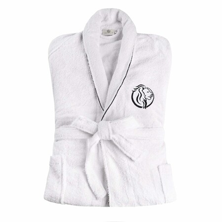 Cotton Adult Unisex Embroidered Fluffy Bathrobe White - Superior Logo