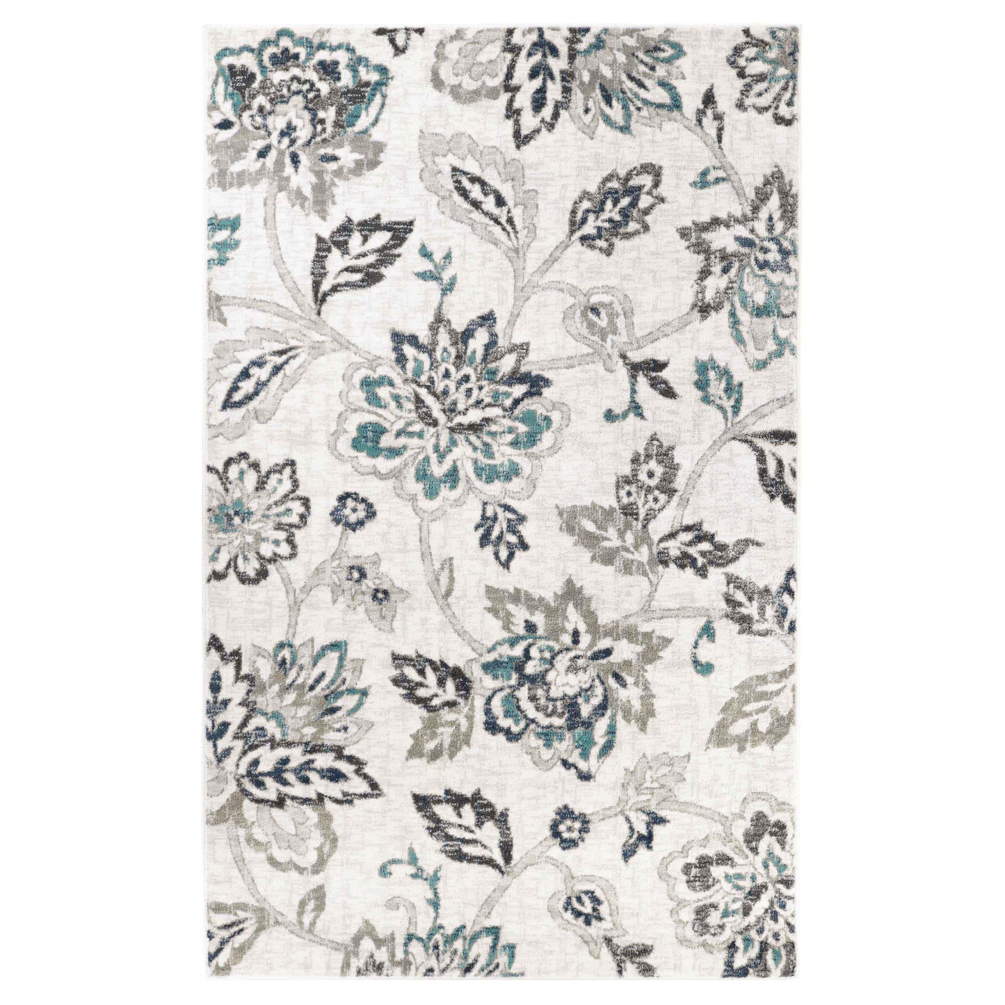 Jacobean Floral Modern Farmhouse Indoor Area Rug or Runner Rug