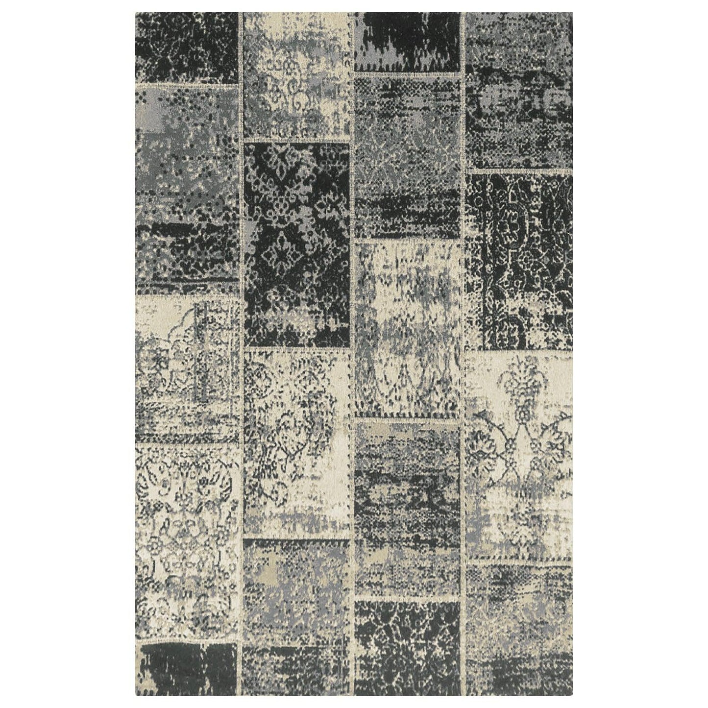 Superior Brighton Oriental Contemporary Distressed Cotton-Blended Area Rug - Black