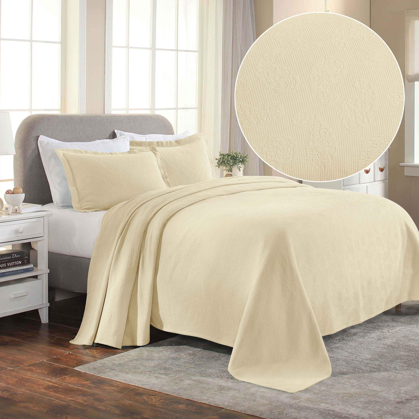 Jacquard Matelassé Paisley Cotton Bedspread Set