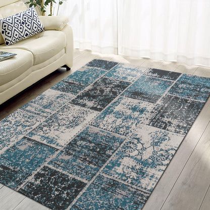 Superior Brighton Oriental Contemporary Distressed Cotton-Blended Area Rug - Blue