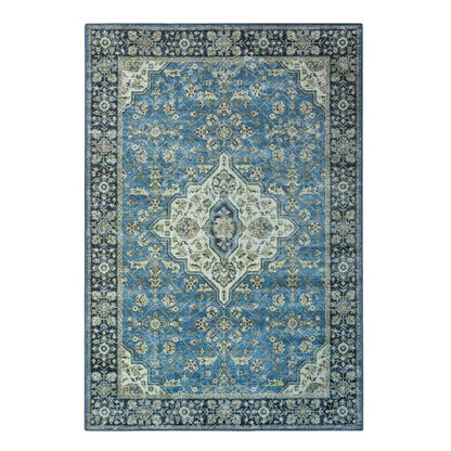 Classic Damask Medallion Border Washable Indoor Area Rug or Runner