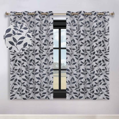 Leaves Room Darkening Washable Blackout Curtain Panels, Set of 2