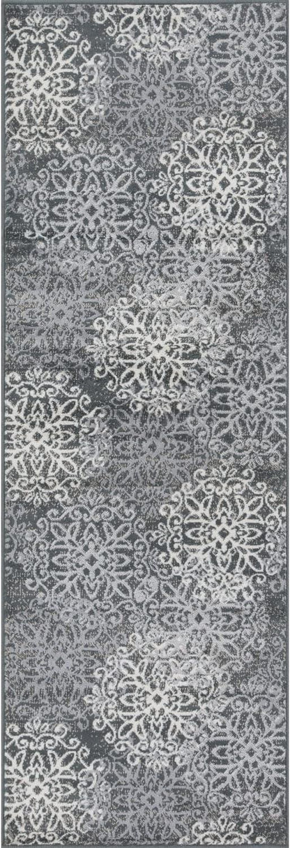 Leigh Traditional Floral Scroll Indoor Area Rug or Runner Rug Or Door Mat