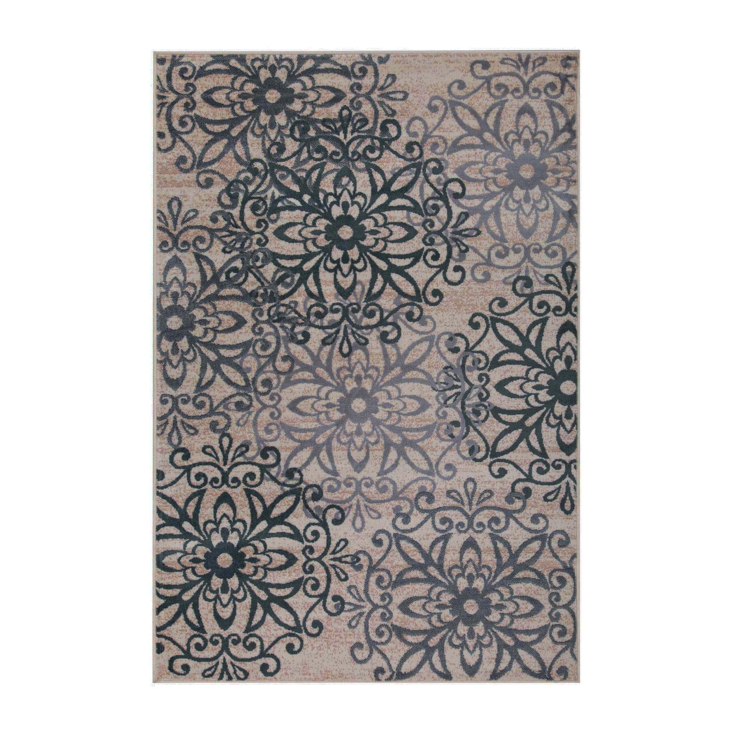 Leigh Traditional Floral Scroll Indoor Area Rug or Runner Rug Or Door Mat