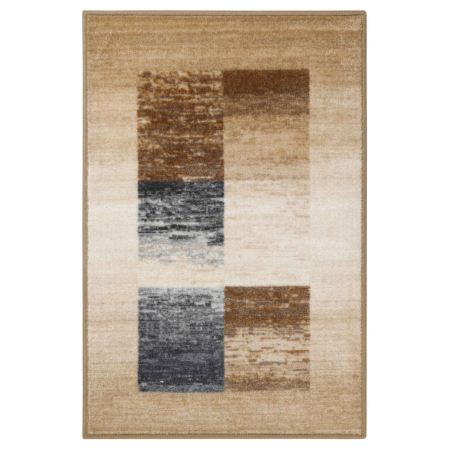 Lockwood Color Block Non-Slip Washable Indoor Area Rug or Runner