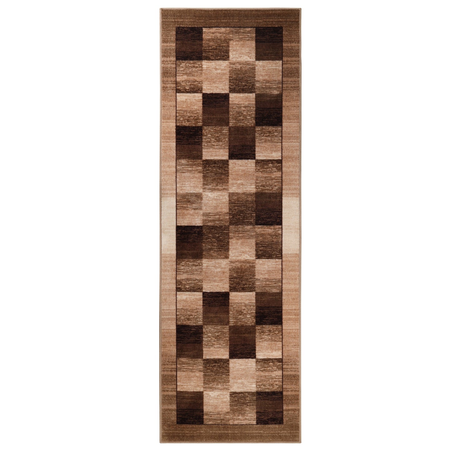 Lockwood Color Block Non-Slip Washable Indoor Area Rug or Runner