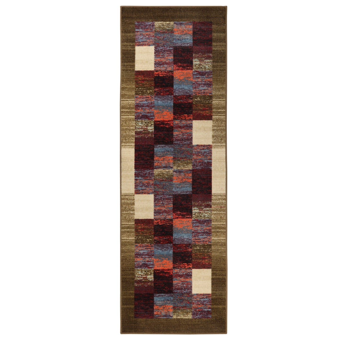 Lockwood Color Block Non-Slip Washable Indoor Area Rug or Runner