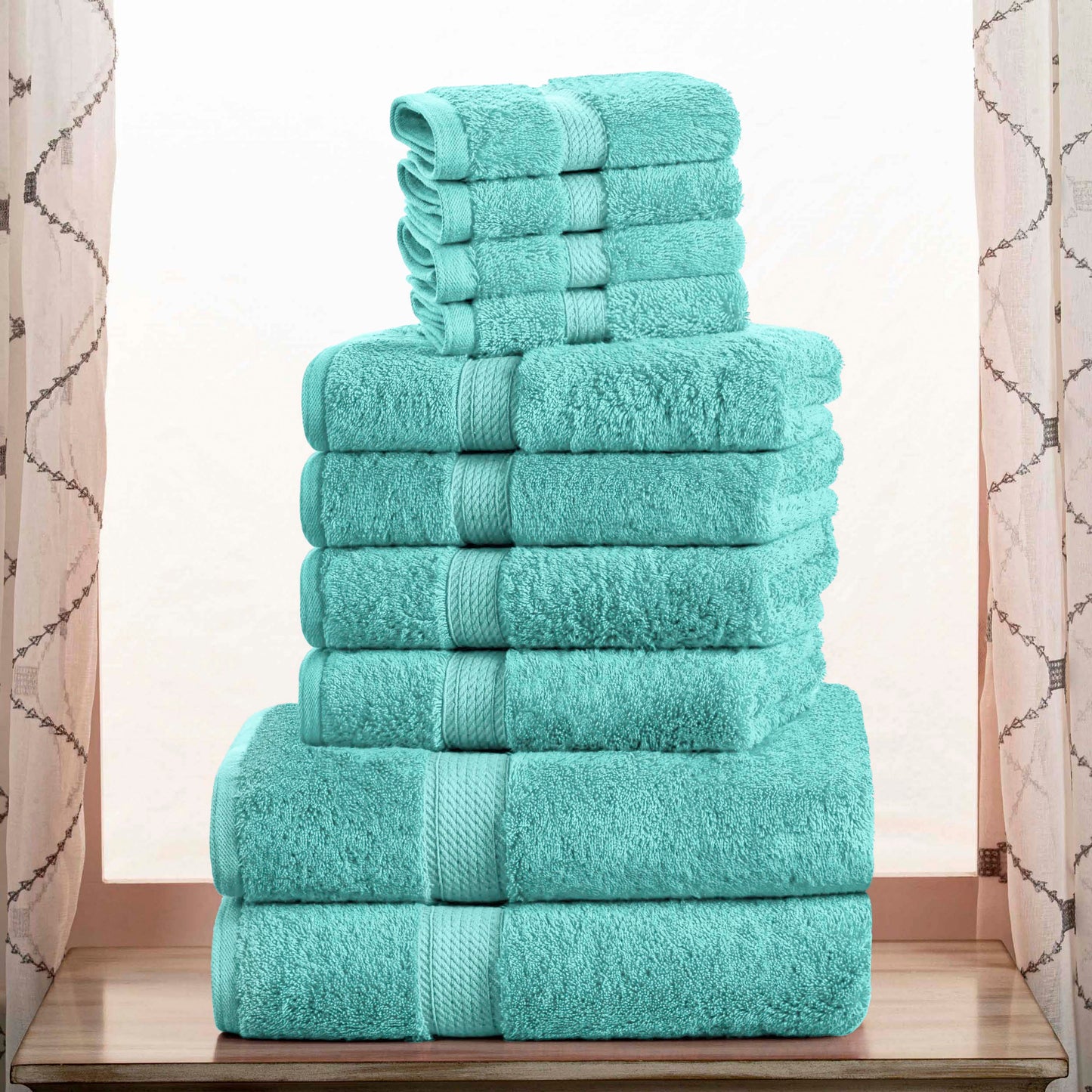 Madeline Egyptian Cotton Pile Plush Heavyweight 10 Piece Towel Set