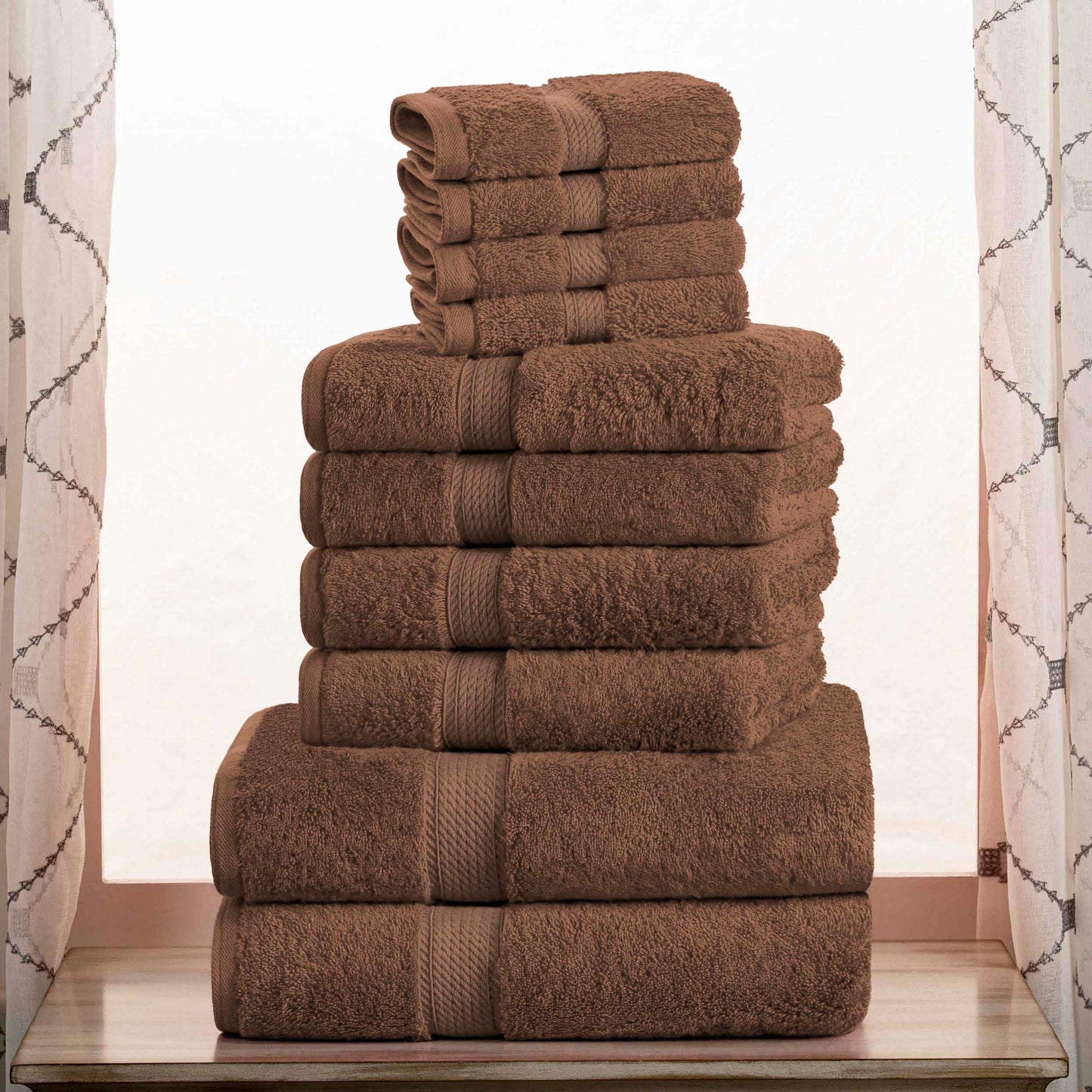 Madeline Egyptian Cotton Pile Plush Heavyweight 10 Piece Towel Set