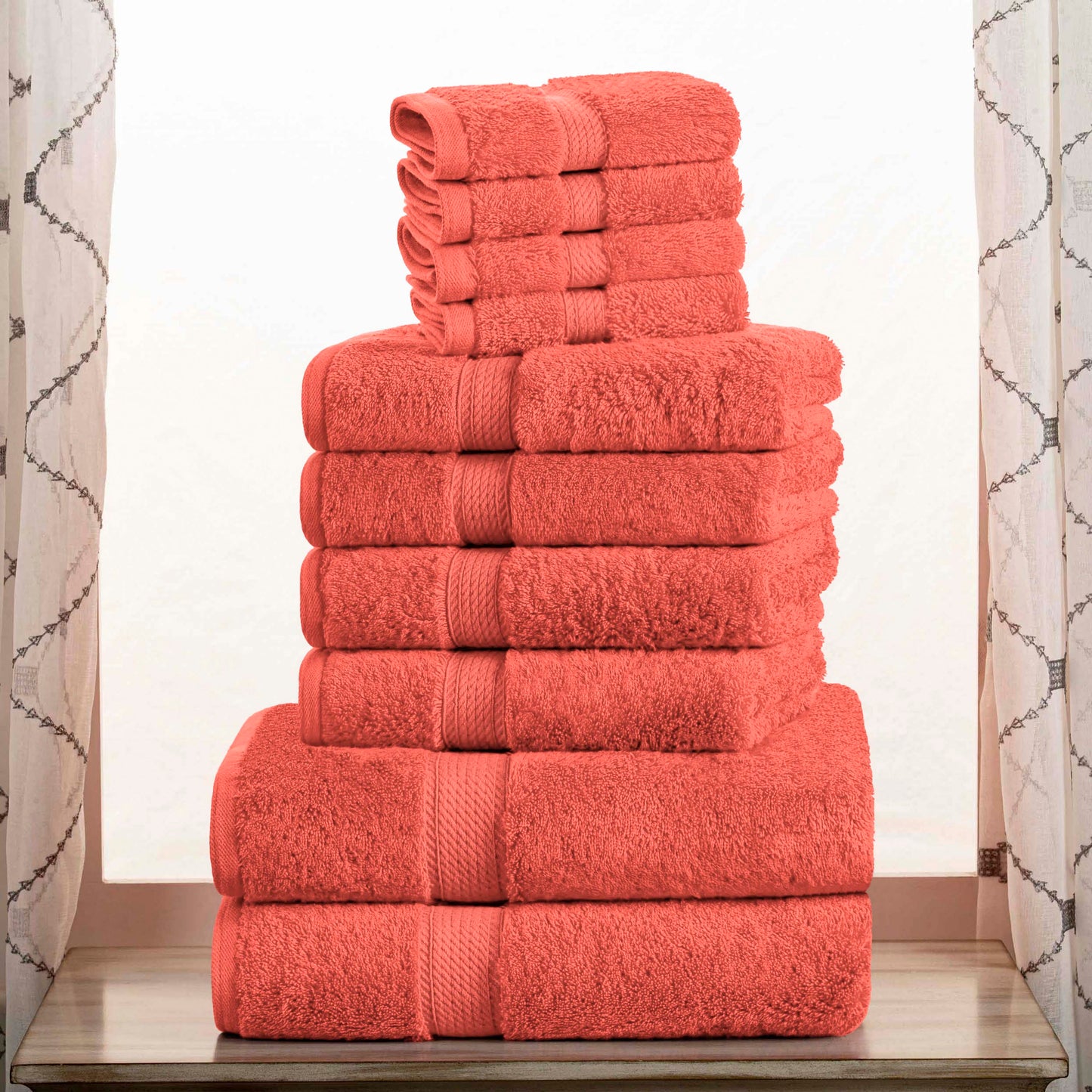 Madeline Egyptian Cotton Pile Plush Heavyweight 10 Piece Towel Set