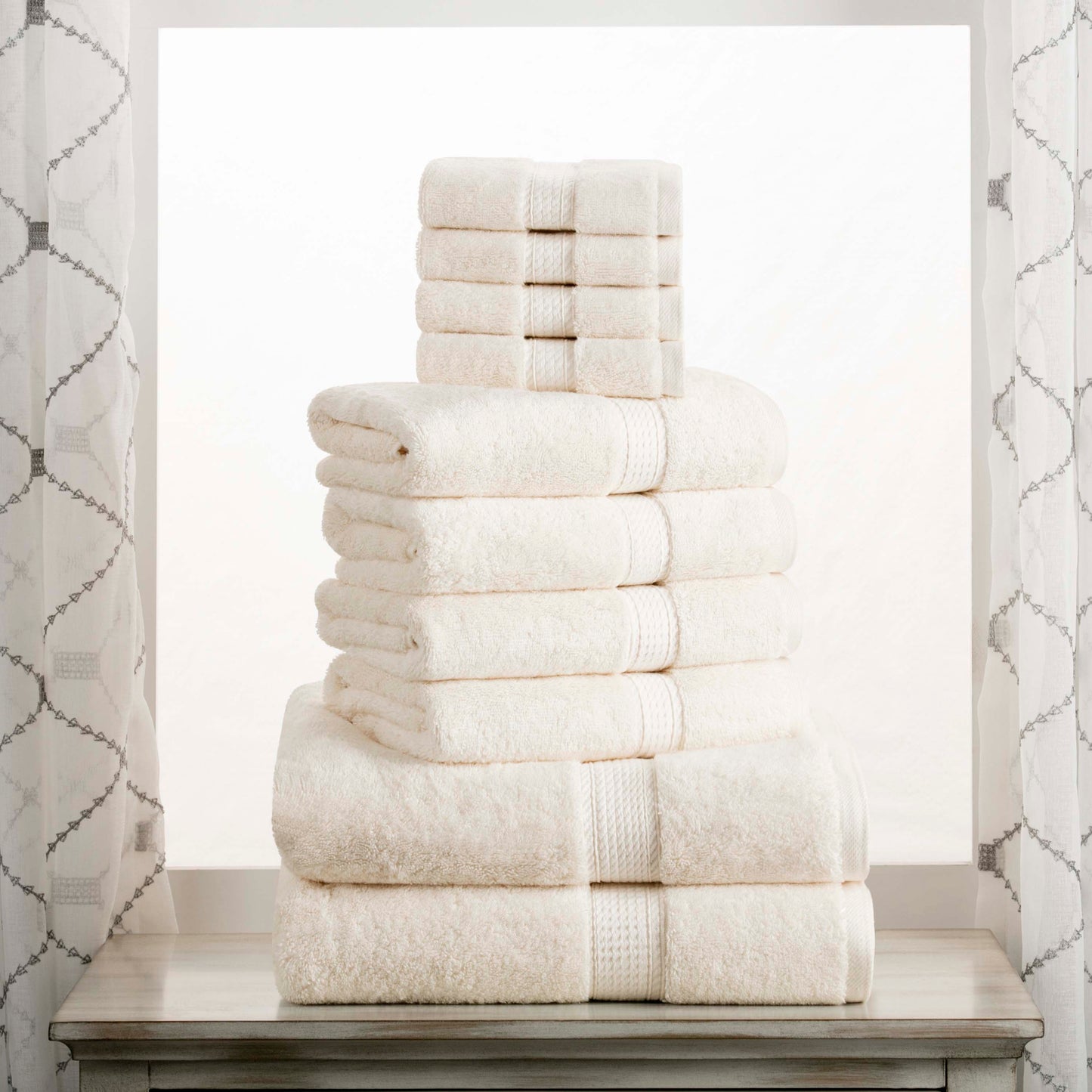 Madeline Egyptian Cotton Pile Plush Heavyweight 10 Piece Towel Set