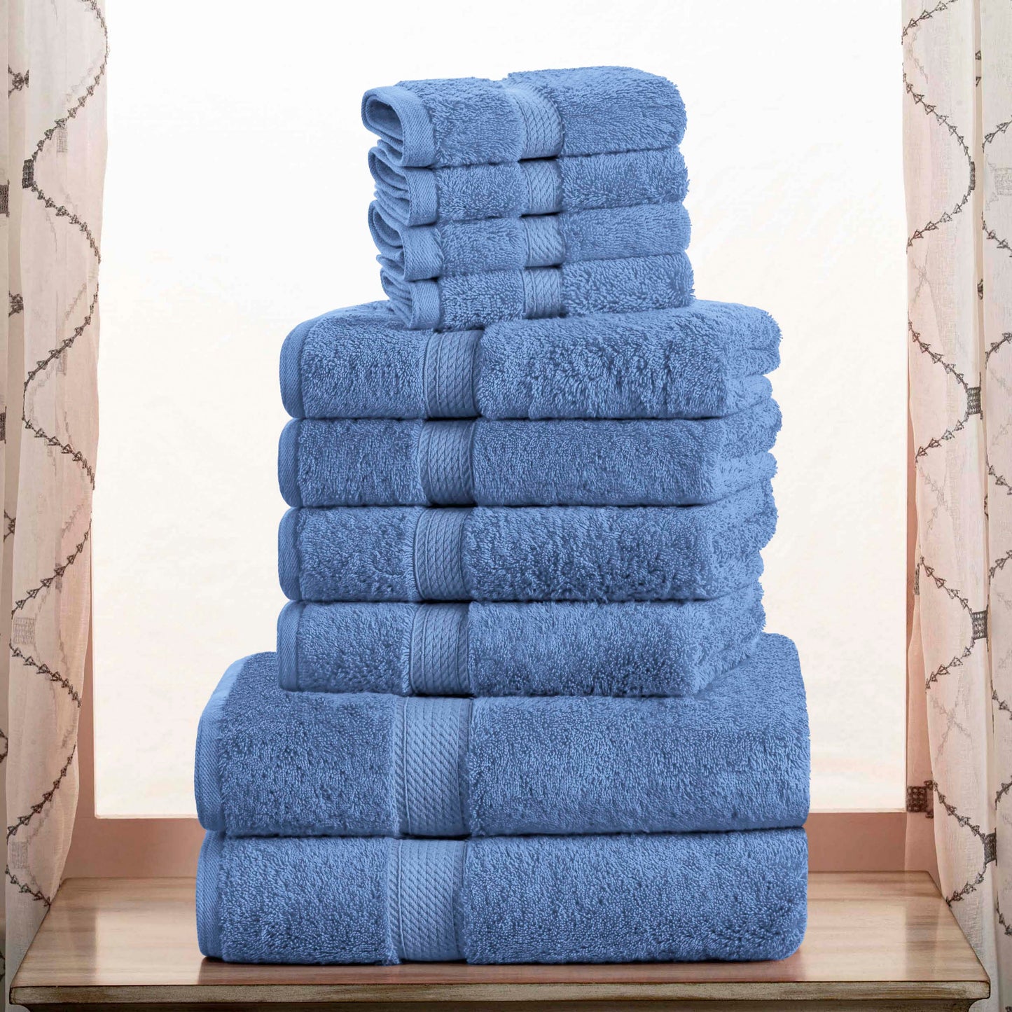 Madeline Egyptian Cotton Pile Plush Heavyweight 10 Piece Towel Set
