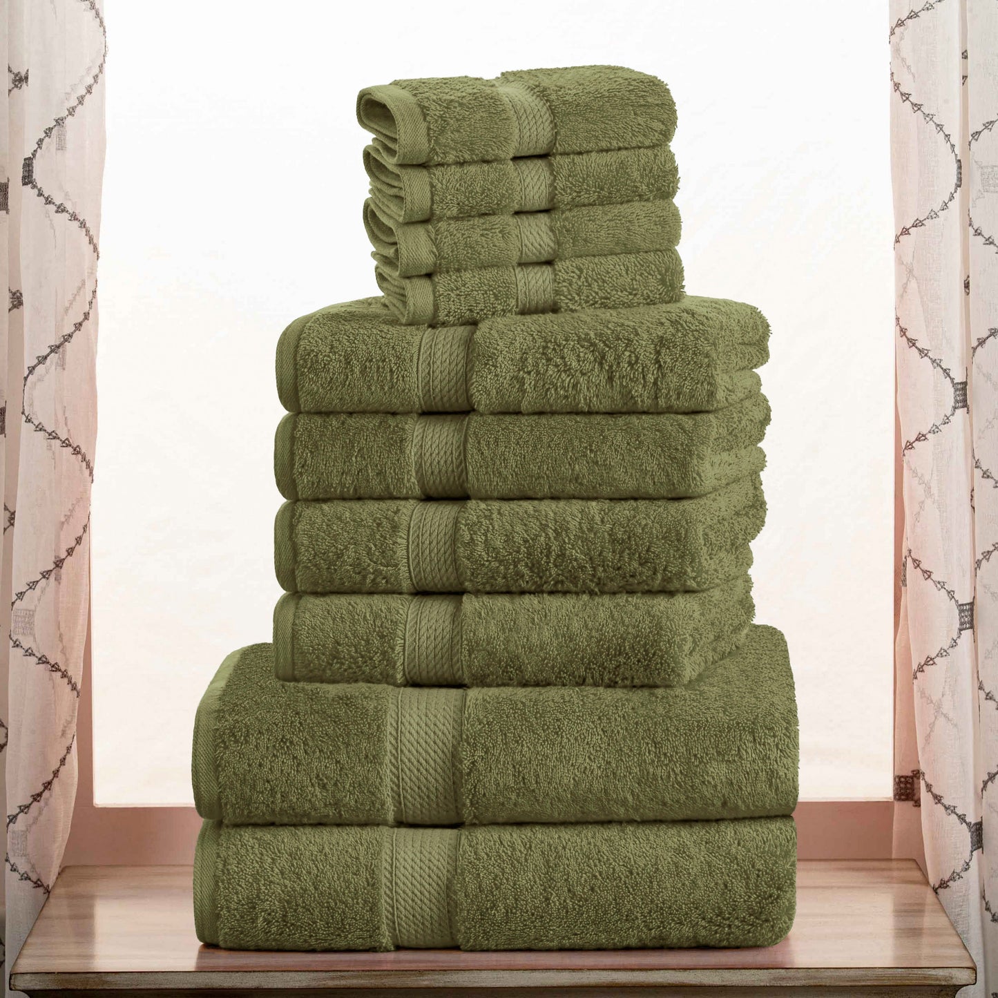 Madeline Egyptian Cotton Pile Plush Heavyweight 10 Piece Towel Set