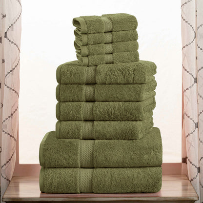 Madeline Egyptian Cotton Pile Plush Heavyweight 10 Piece Towel Set